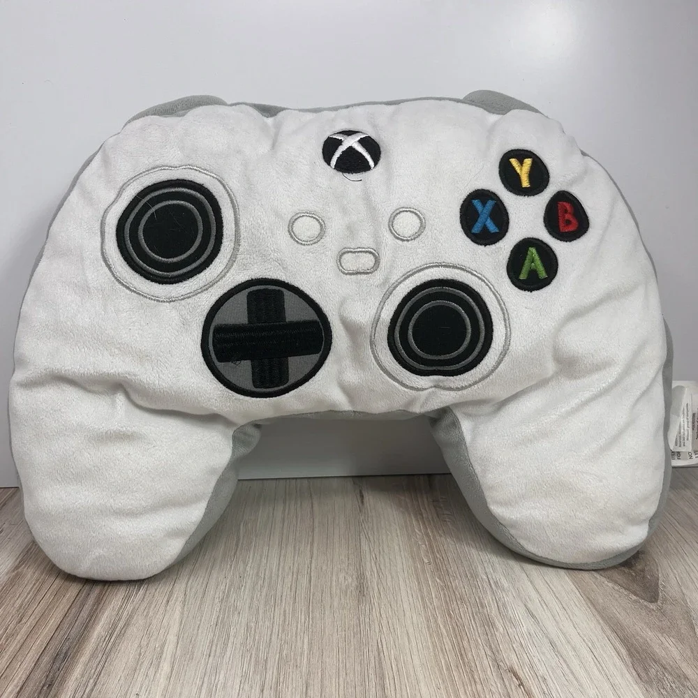 Official Xbox Controller Plush Pillow White Robot Gamer Room Decor Embroidered